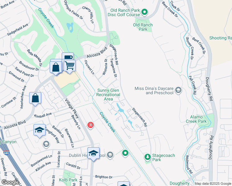 map of restaurants, bars, coffee shops, grocery stores, and more near 9048 Craydon Circle in San Ramon