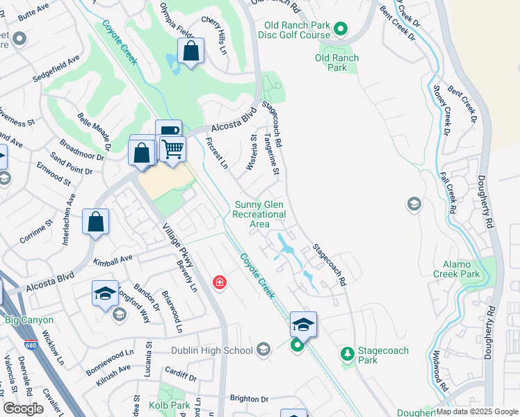map of restaurants, bars, coffee shops, grocery stores, and more near 9000 Craydon Circle in San Ramon