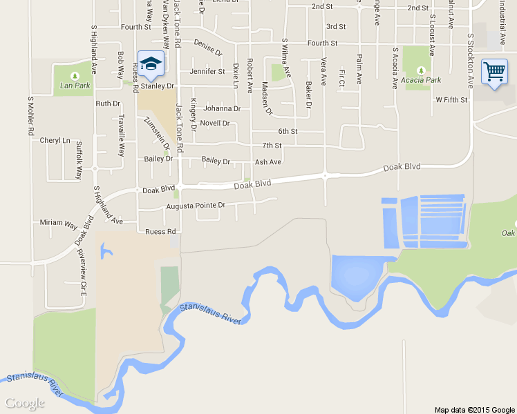 map of restaurants, bars, coffee shops, grocery stores, and more near 1274 Augusta Pointe Court in Ripon