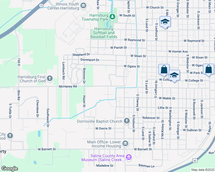 map of restaurants, bars, coffee shops, grocery stores, and more near 1100 McHaney Road in Harrisburg