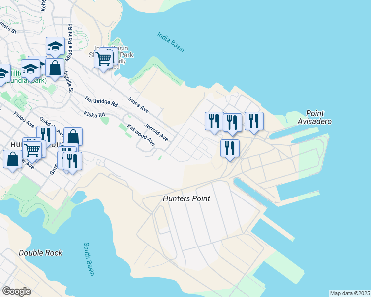 map of restaurants, bars, coffee shops, grocery stores, and more near 293 Friedell Street in San Francisco