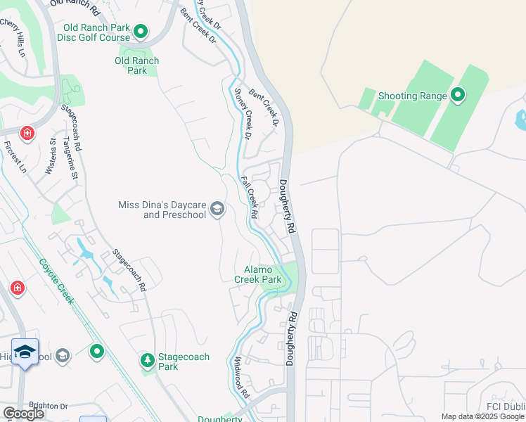 map of restaurants, bars, coffee shops, grocery stores, and more near 7933 Fall Creek Road in Dublin