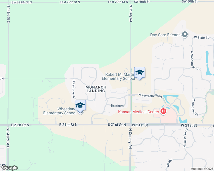 map of restaurants, bars, coffee shops, grocery stores, and more near 2506 North Flutter Circle in Wichita