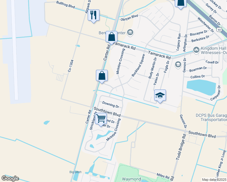map of restaurants, bars, coffee shops, grocery stores, and more near 4233 Buckland Square in Owensboro