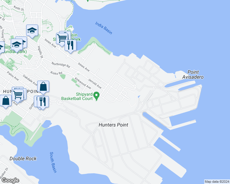 map of restaurants, bars, coffee shops, grocery stores, and more near 198 Coleman Street in San Francisco