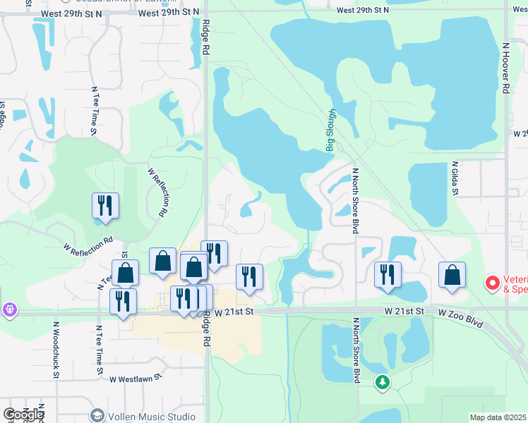 map of restaurants, bars, coffee shops, grocery stores, and more near 6900 West Clearmeadow in Wichita