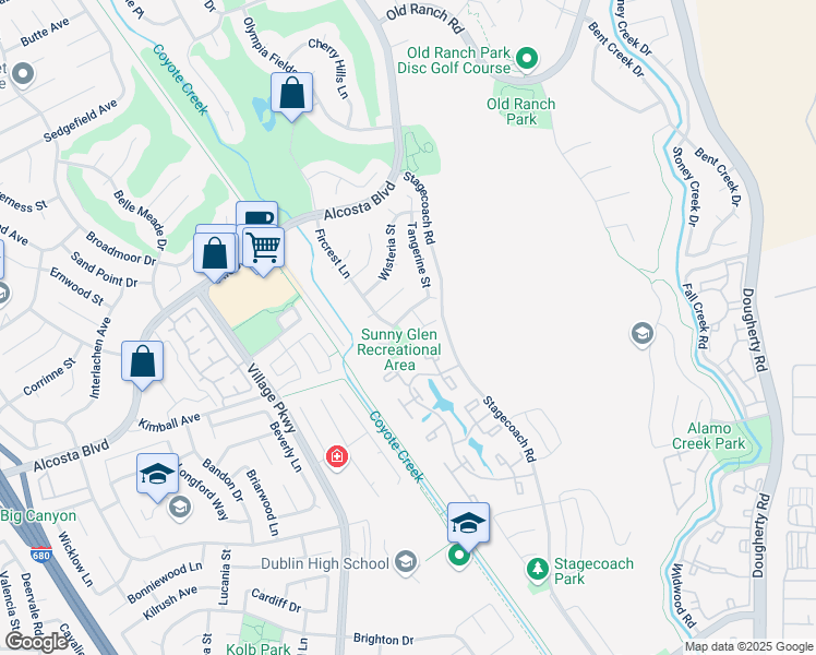 map of restaurants, bars, coffee shops, grocery stores, and more near 9014 Craydon Circle in San Ramon
