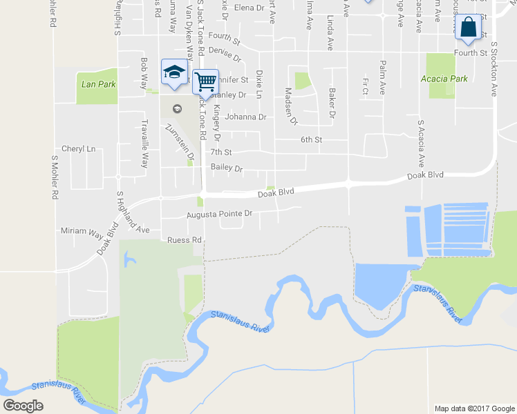 map of restaurants, bars, coffee shops, grocery stores, and more near 1341 Augusta Pointe Drive in Ripon