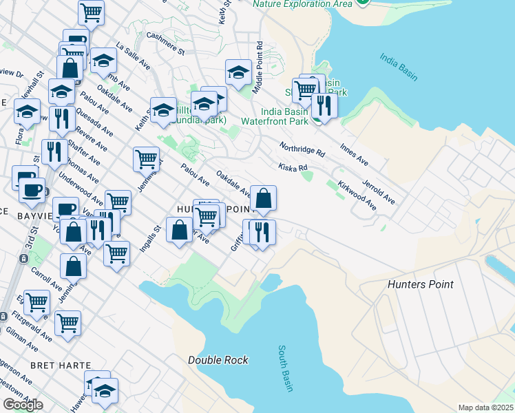map of restaurants, bars, coffee shops, grocery stores, and more near in San Francisco