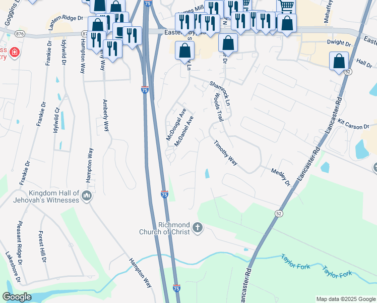 map of restaurants, bars, coffee shops, grocery stores, and more near 524 Elleigh Way in Richmond