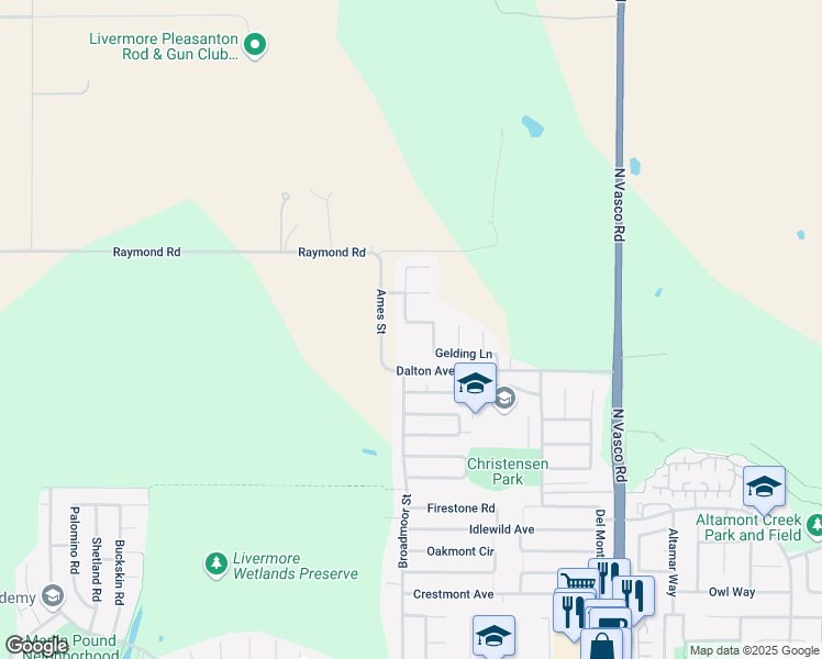 map of restaurants, bars, coffee shops, grocery stores, and more near 2870 Gelding Lane in Livermore