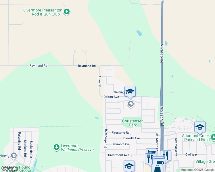 map of restaurants, bars, coffee shops, grocery stores, and more near 2870 Gelding Lane in Livermore