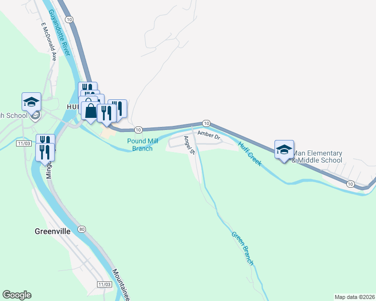 map of restaurants, bars, coffee shops, grocery stores, and more near 200 Mercury Way in Mallory