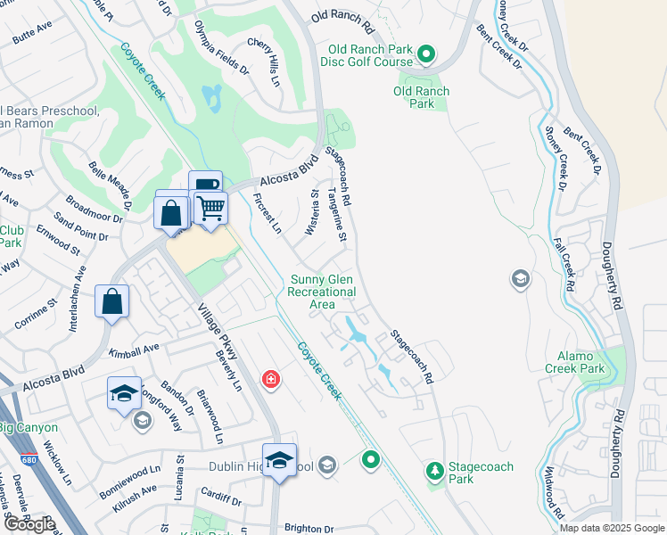 map of restaurants, bars, coffee shops, grocery stores, and more near 9028 Craydon Circle in San Ramon