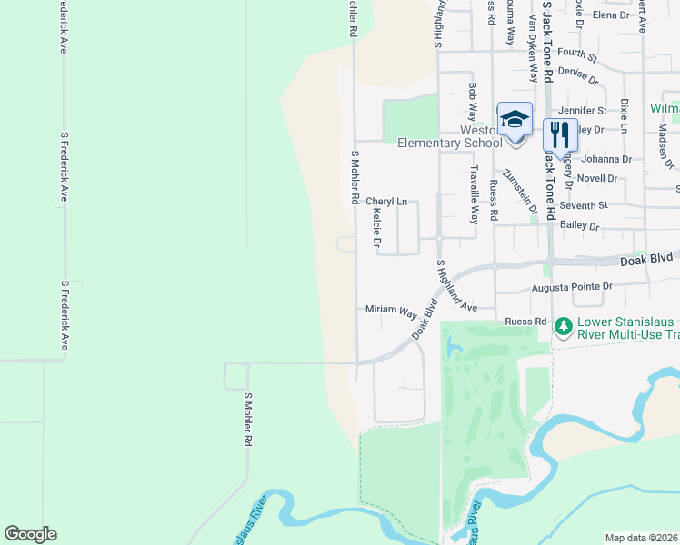 map of restaurants, bars, coffee shops, grocery stores, and more near 1191 South Mohler Road in Ripon