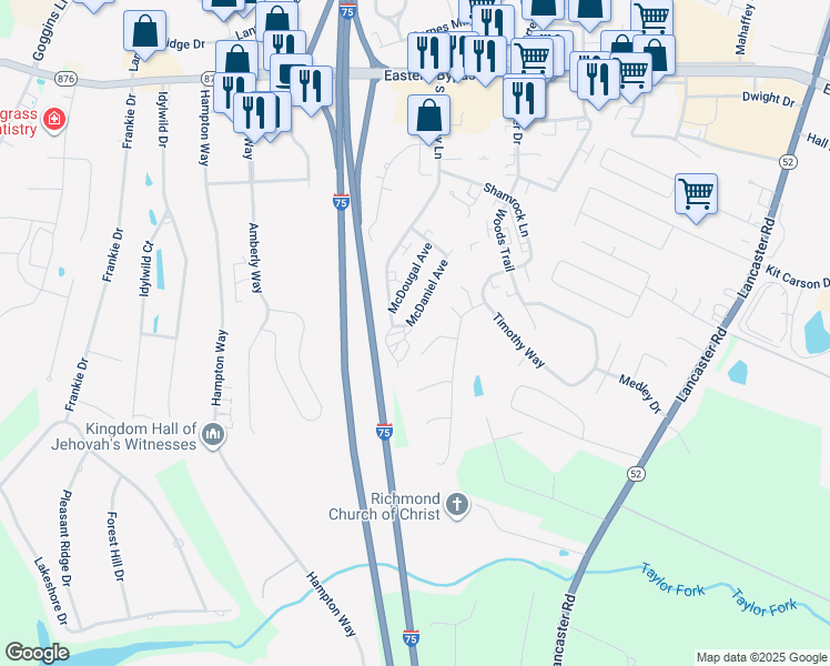 map of restaurants, bars, coffee shops, grocery stores, and more near 524 Elleigh Way in Richmond