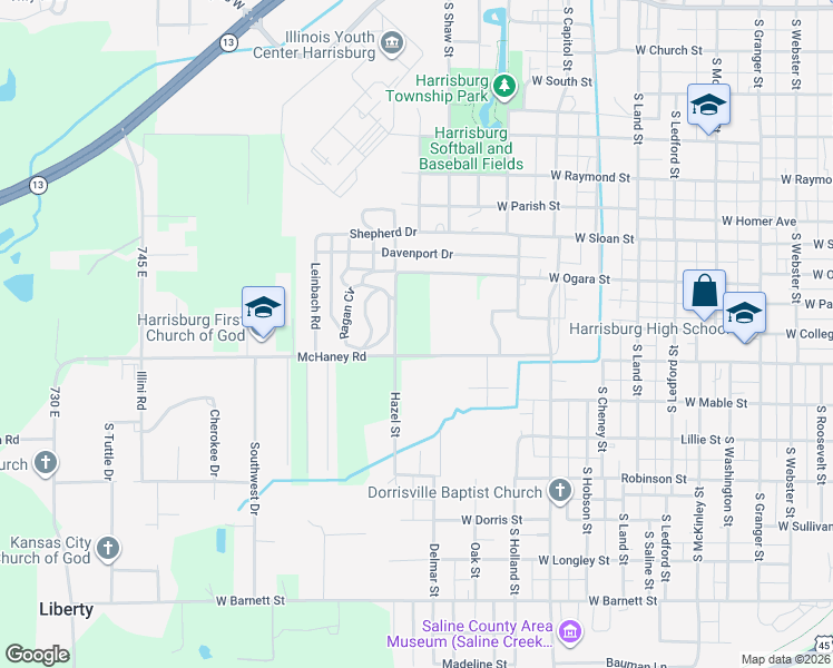 map of restaurants, bars, coffee shops, grocery stores, and more near 1332-1390 McHaney Road in Harrisburg