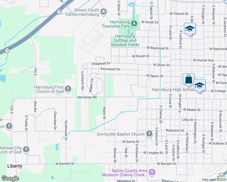 map of restaurants, bars, coffee shops, grocery stores, and more near 1332 McHaney Road in Harrisburg