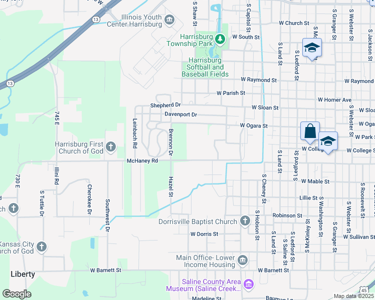 map of restaurants, bars, coffee shops, grocery stores, and more near 1100 McHaney Road in Harrisburg