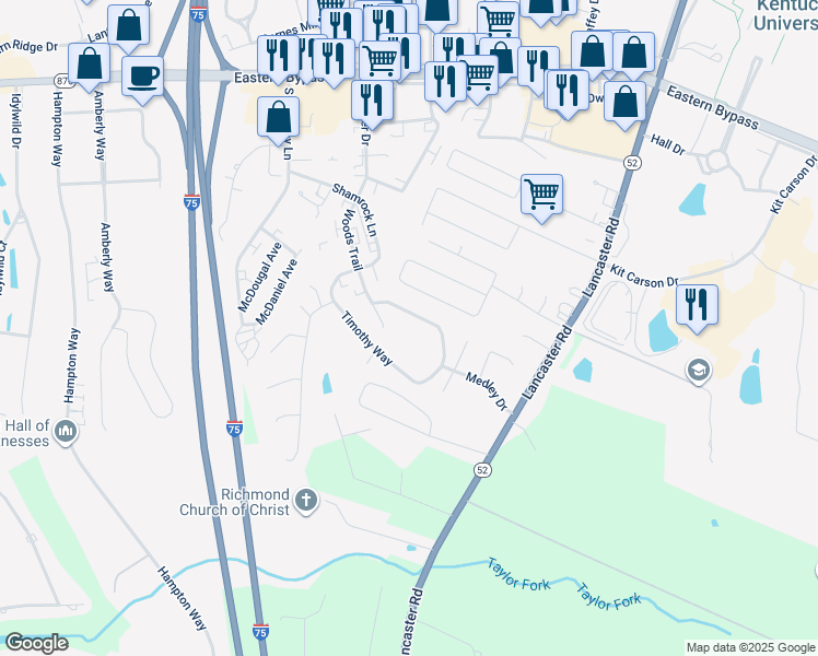 map of restaurants, bars, coffee shops, grocery stores, and more near 421 Sara Leigh Drive in Richmond