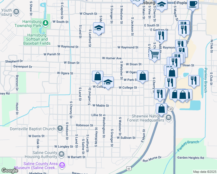 map of restaurants, bars, coffee shops, grocery stores, and more near 333 West College Street in Harrisburg