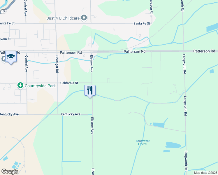 map of restaurants, bars, coffee shops, grocery stores, and more near 4900 California Street in Oakdale