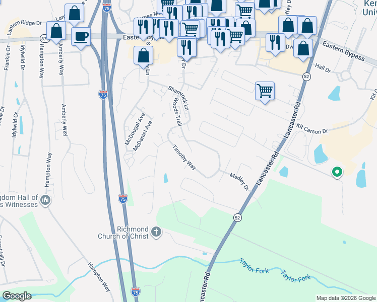 map of restaurants, bars, coffee shops, grocery stores, and more near 322 Timothy Way in Richmond