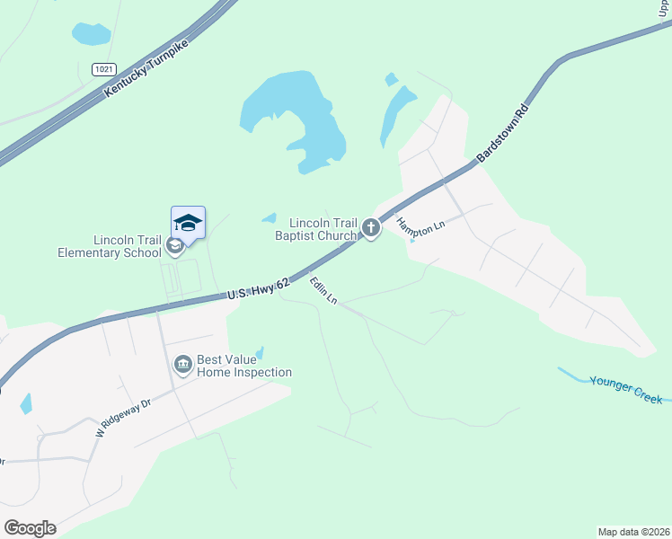 map of restaurants, bars, coffee shops, grocery stores, and more near 65 Edlin Lane in Elizabethtown
