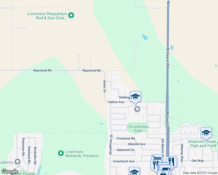 map of restaurants, bars, coffee shops, grocery stores, and more near 2924 Gelding Lane in Livermore