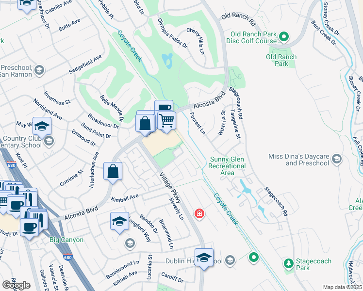 map of restaurants, bars, coffee shops, grocery stores, and more near 230 Triana Way in San Ramon