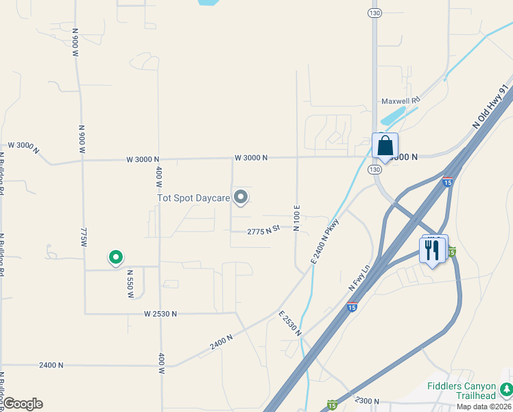 map of restaurants, bars, coffee shops, grocery stores, and more near 63 West 2875 North Circle in Cedar City