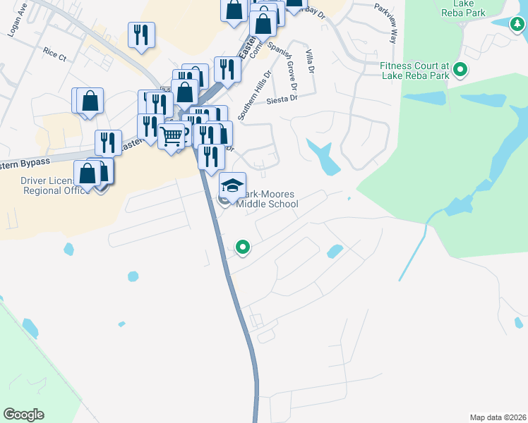 map of restaurants, bars, coffee shops, grocery stores, and more near 302 Savannah Drive in Richmond