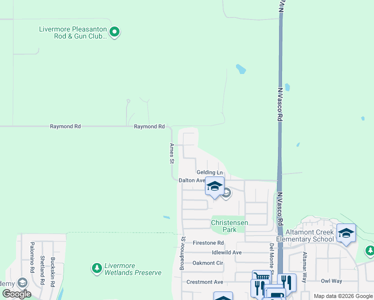 map of restaurants, bars, coffee shops, grocery stores, and more near 3008 Gelding Lane in Livermore