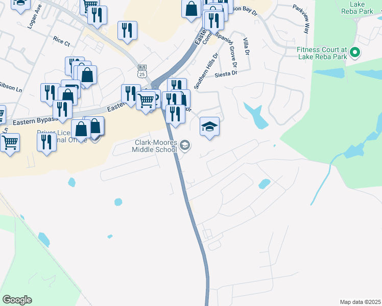 map of restaurants, bars, coffee shops, grocery stores, and more near 1143 Berea Road in Richmond
