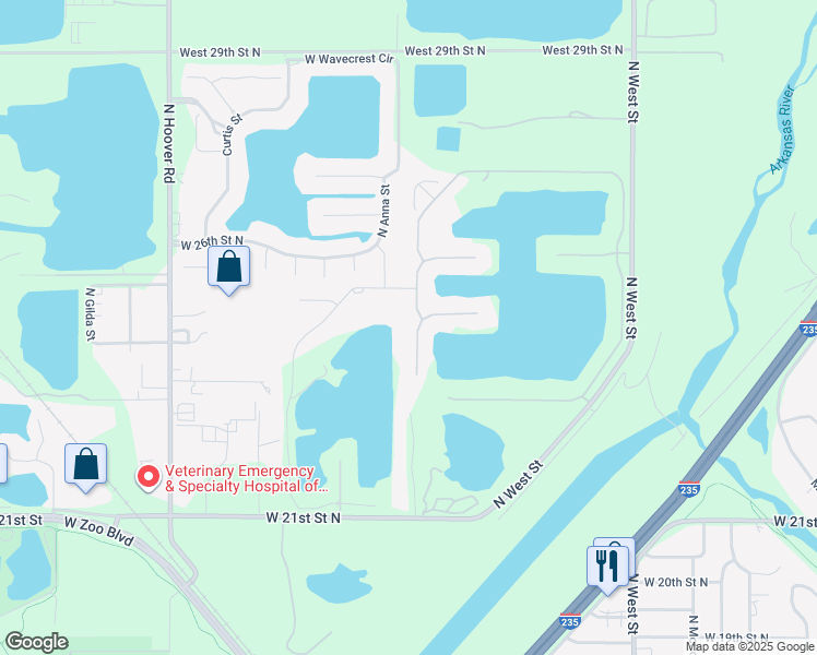 map of restaurants, bars, coffee shops, grocery stores, and more near Paradise St in Wichita