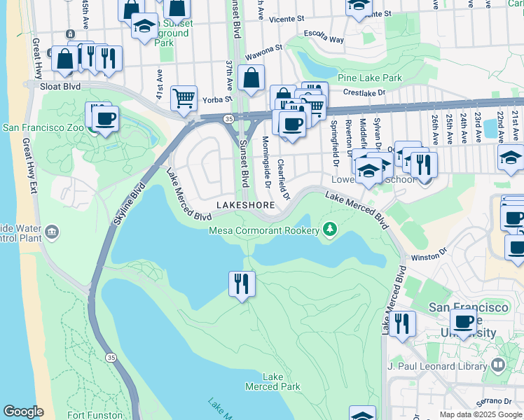 map of restaurants, bars, coffee shops, grocery stores, and more near in San Francisco