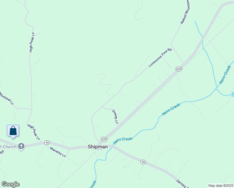 map of restaurants, bars, coffee shops, grocery stores, and more near 465 Lonesome Pine Road in Shipman