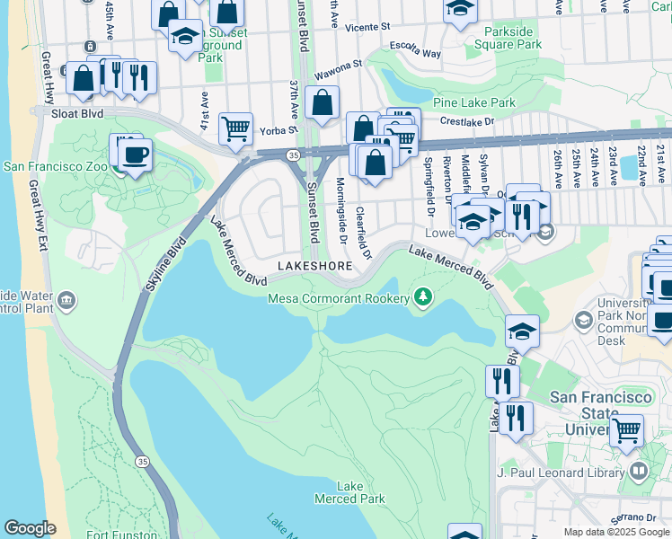 map of restaurants, bars, coffee shops, grocery stores, and more near in San Francisco