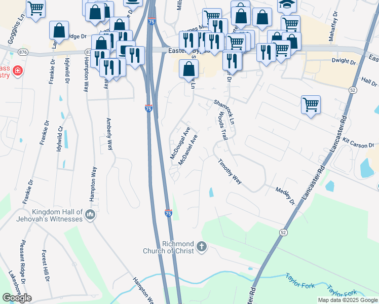 map of restaurants, bars, coffee shops, grocery stores, and more near 309 McDougal Avenue in Richmond