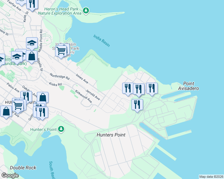 map of restaurants, bars, coffee shops, grocery stores, and more near in San Francisco