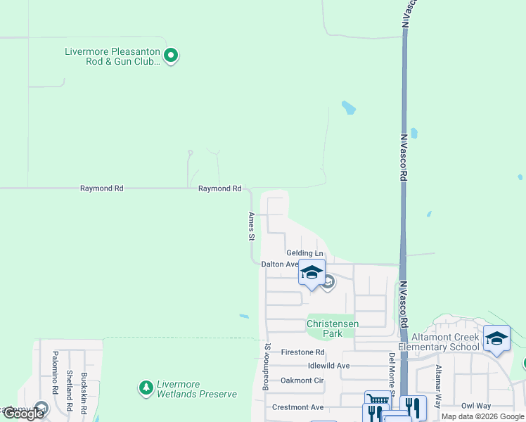 map of restaurants, bars, coffee shops, grocery stores, and more near 3008 Gelding Lane in Livermore