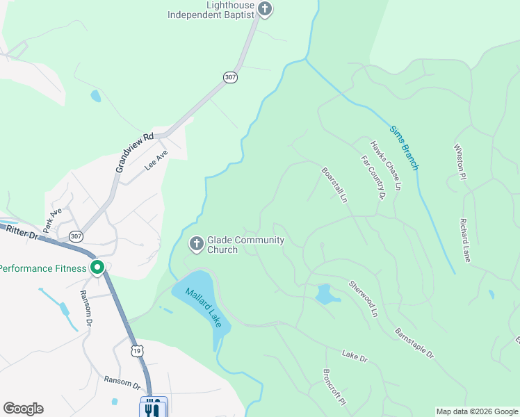 map of restaurants, bars, coffee shops, grocery stores, and more near 165 Fox Pen Way in Daniels