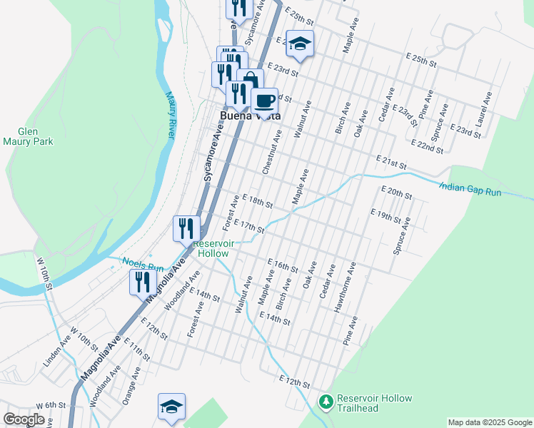 map of restaurants, bars, coffee shops, grocery stores, and more near 1757 Walnut Avenue in Buena Vista