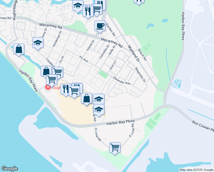 map of restaurants, bars, coffee shops, grocery stores, and more near 1152 Old Alameda Point in Alameda