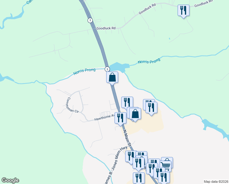 map of restaurants, bars, coffee shops, grocery stores, and more near 234 North Main Street in Kilmarnock