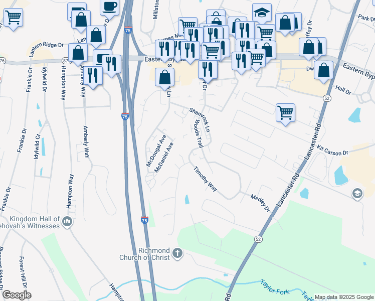 map of restaurants, bars, coffee shops, grocery stores, and more near 306 Timothy Way in Richmond