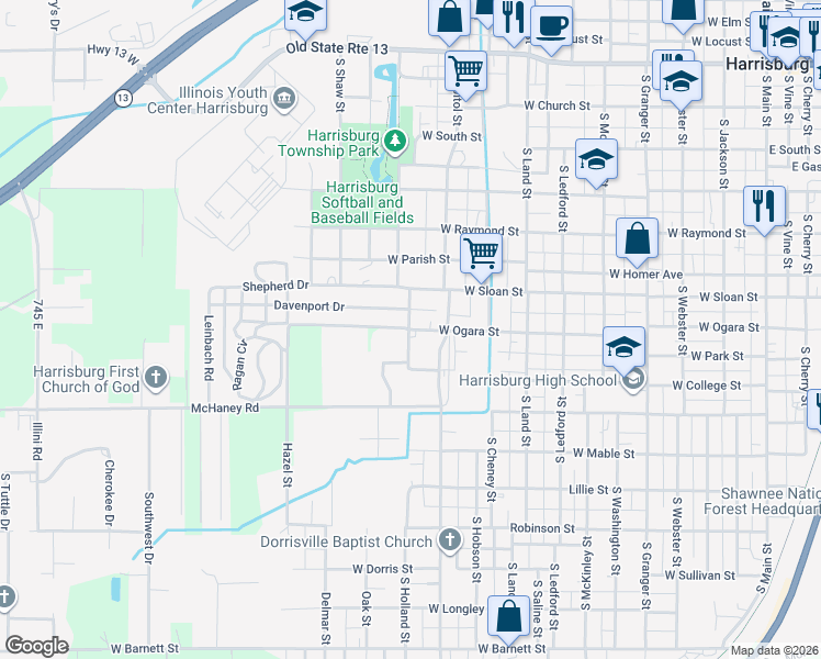 map of restaurants, bars, coffee shops, grocery stores, and more near 703-799 South Dennison Street in Harrisburg