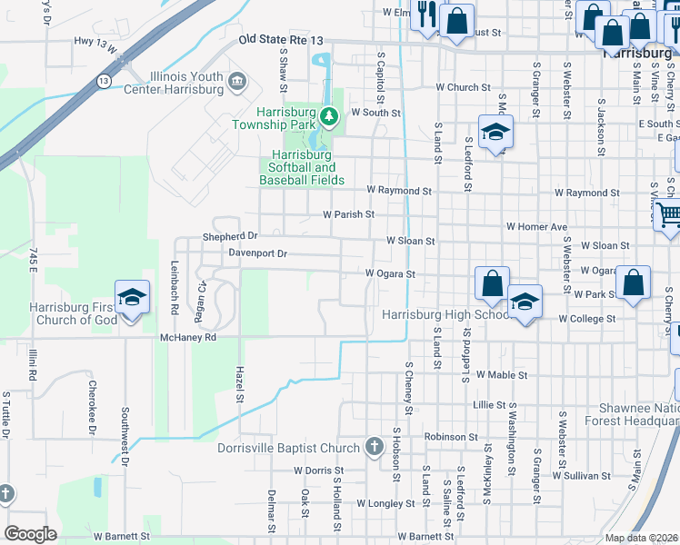 map of restaurants, bars, coffee shops, grocery stores, and more near 703 South Dennison Street in Harrisburg
