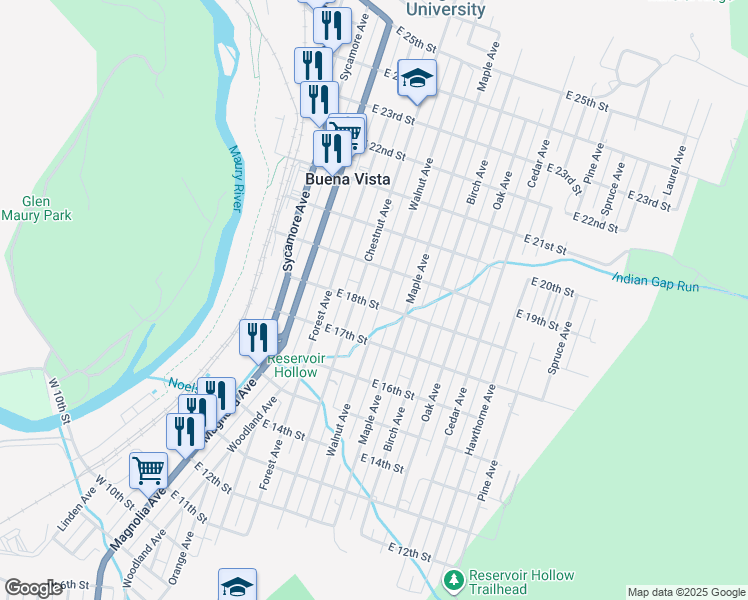 map of restaurants, bars, coffee shops, grocery stores, and more near 1757 Walnut Avenue in Buena Vista