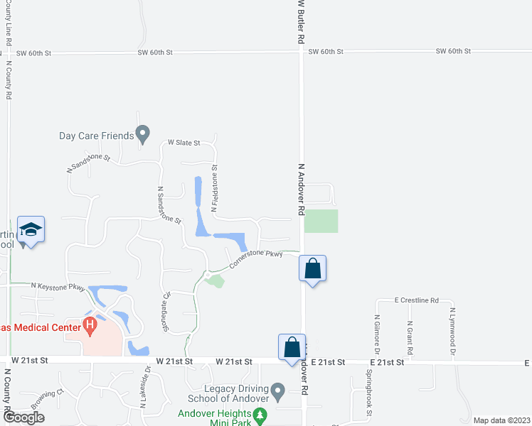 map of restaurants, bars, coffee shops, grocery stores, and more near 224 West Meadowsweet Court in Andover